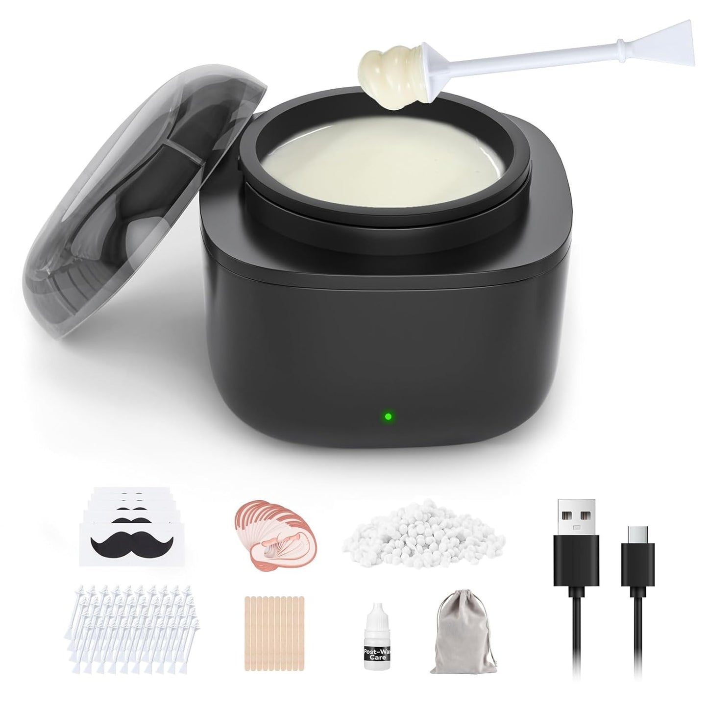Nose Wax Kit Men, Nose Hair Waxing Kit with 158°F Smart Temp Control, 40 Sticks, 100g Wax, Painless Nose Hair Removal with USB-C Fast Heating, Upgraded Capacity, Multi-Accessories