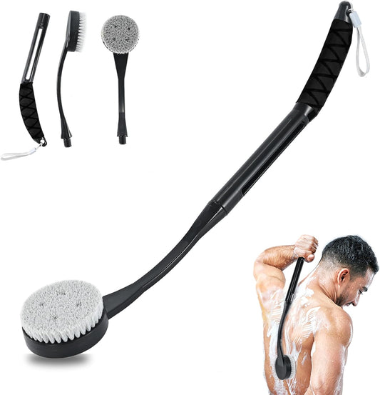 Back Scrubber for Shower,20.5" Bath Brush Long Handle for Deep Clean,Back Brush for Shower for Men Women(Black)