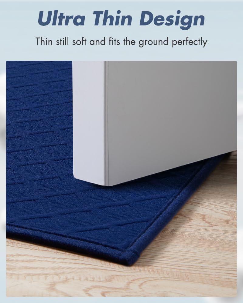 AMOAMI Ultra Thin Bathroom Rugs, Rubber Backed Bath Mats for Bathroom Non Slip, Absorbent Bathroom Mat for Floor, Shower, Sink(16"x24", Blue) Visit The Store