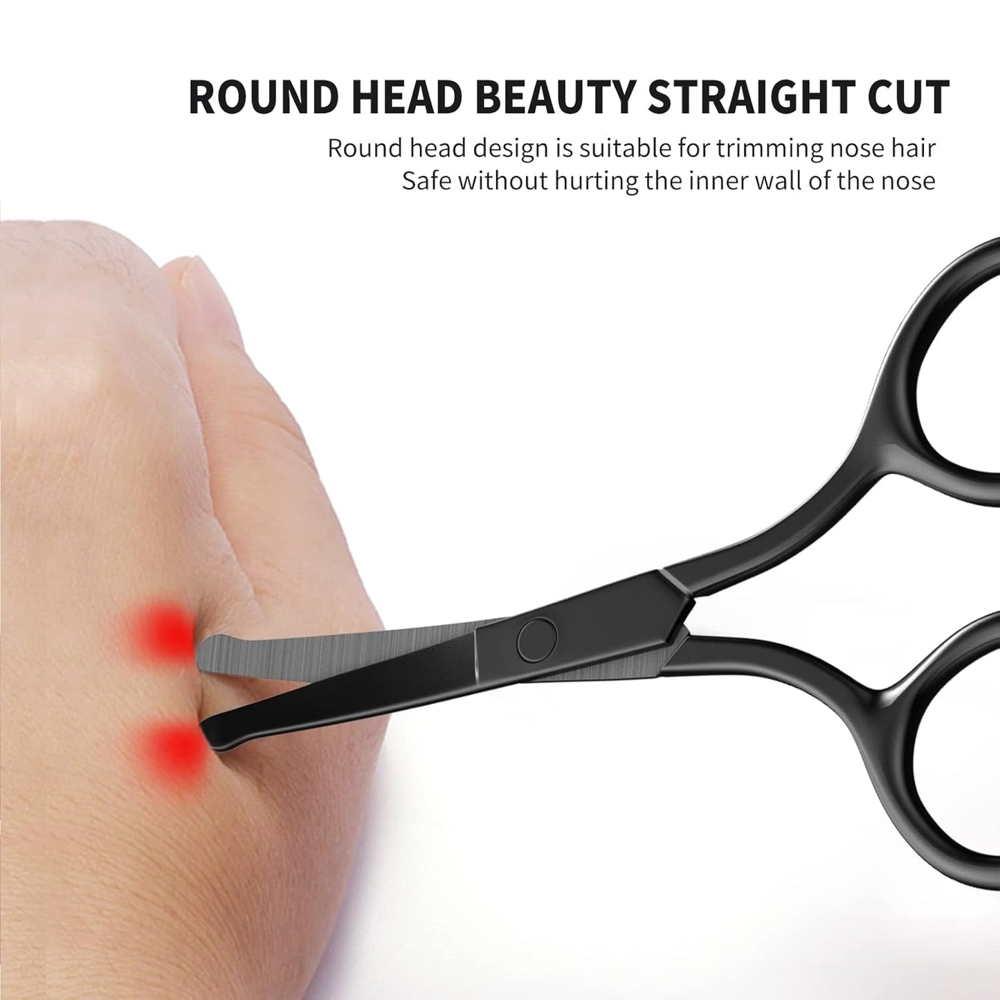 Upgraded Eyebrow Scissors, Small Round Tip Design, Professional Grooming Scissors for Hair, Eyelashes, Nose, Eyebrow Trimming, Mustache
