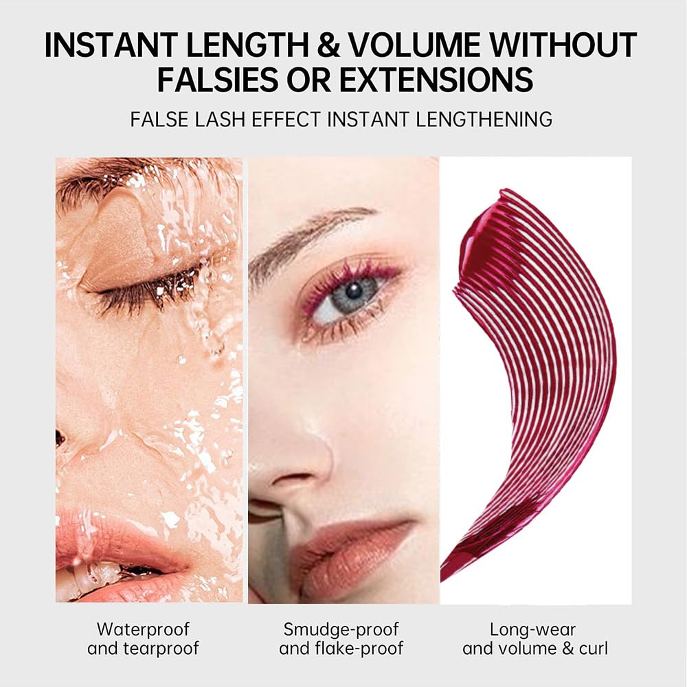 Colored Mascara for Eyelashes Set,Colorful Waterproof Mascara for eyelashes Long lasting Charming Voluminous for Women Halloween Eye Makeup (#10-Brick red, 1 Count （Pack of 1))