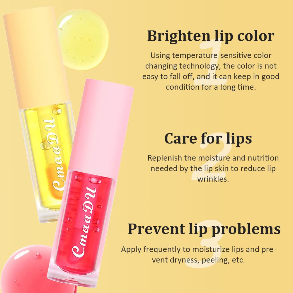 evpct 6Pcs Mini Clear Color Change Changing PH Tinted Lip Gloss Sets for Women, Lip Oil Gloss Balm Tint Stain Glaze Pack Hydrating Moisturizer Lipstick Magic labiales magicos 0.071fl.oz *6