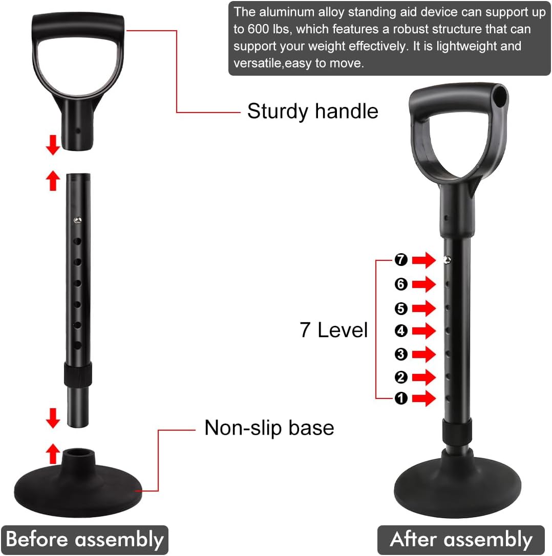 Mobility Aids Tool, Adjustable Mobile Standing Aid, Portable Aid for The Elderly, Device to Assist The Elderly in Getting Up from The Floor or Ground, Suitable for People with Knee Problems