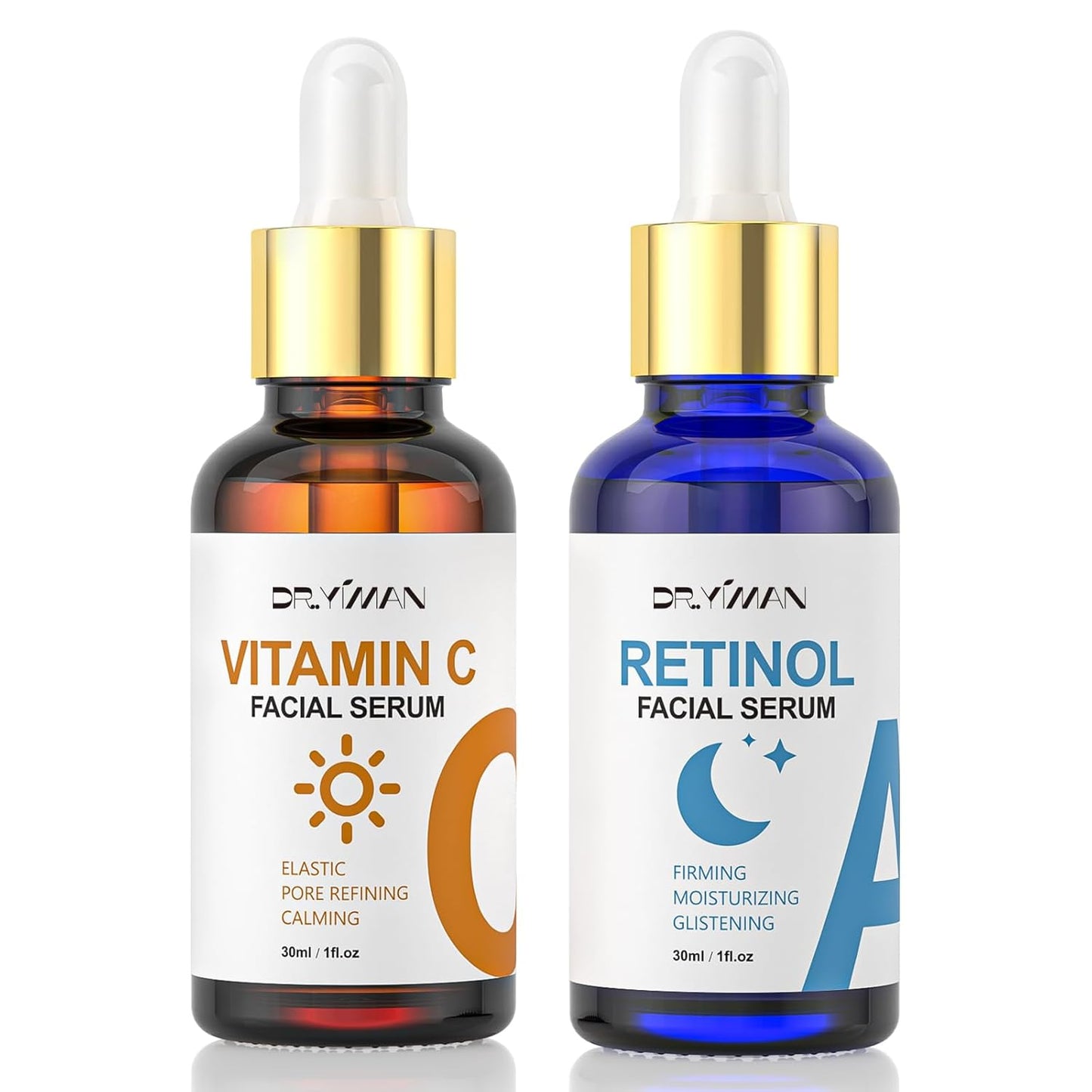 Dr. Yiman Vitamin C and Retinol Facial Essence Set - Anti-Aging Essence Liquid, Brightening and Anti-Wrinkle Set,use for day and night.