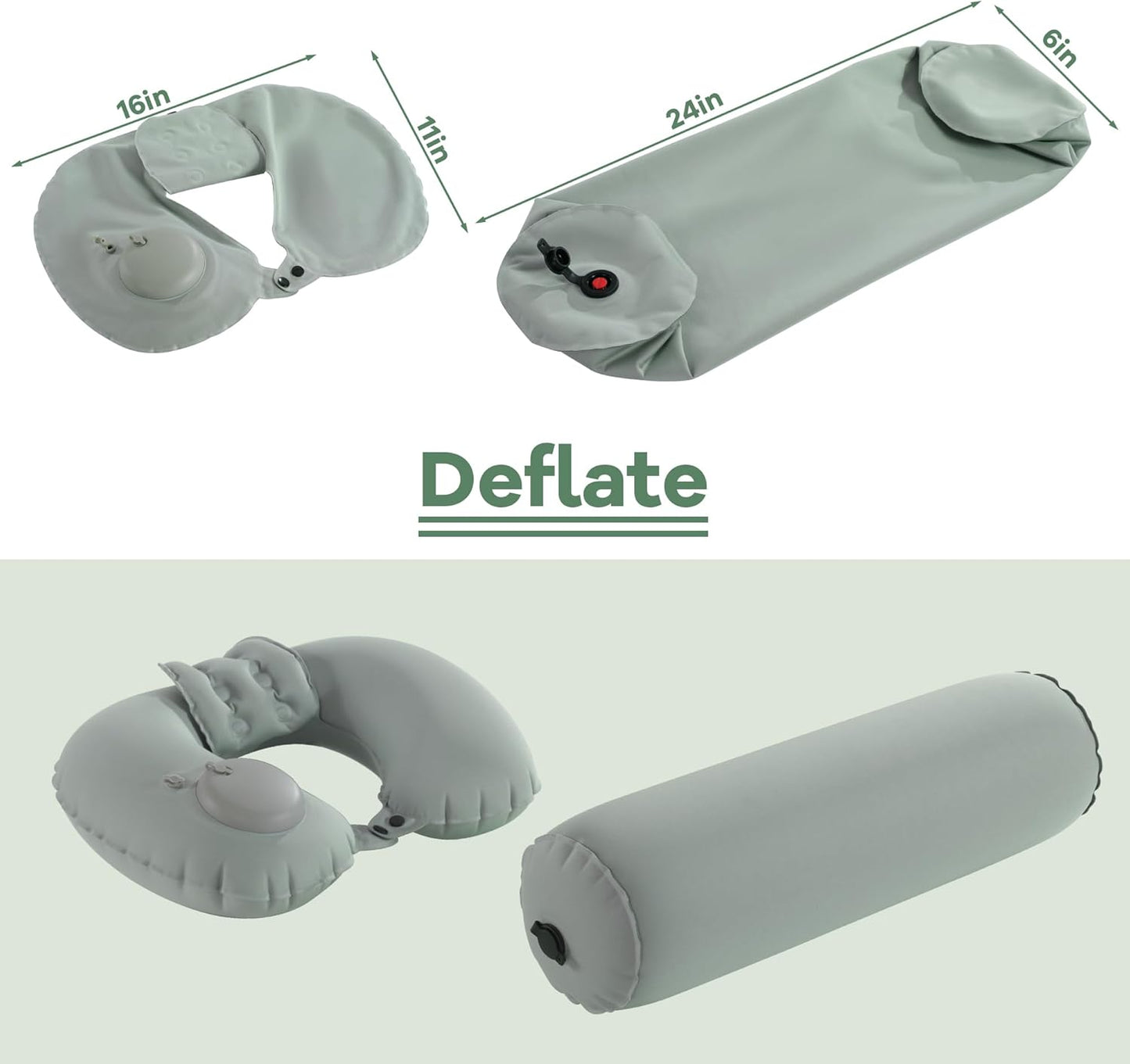 MABOZOO U-Shaped Full Body Bath Pillow for Tub 2 Pcs Inflatable Bathtub Bath Pillows with Adjustable Button for Shower, Neck Support Headrest & Leg Pillow for Relaxation Spa Soak in Bathtub