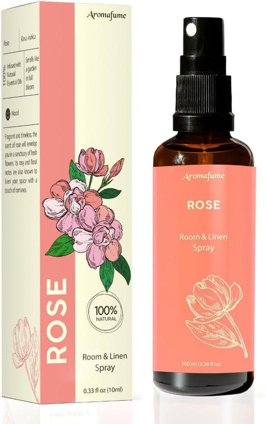 Rose Room, Linen & Pillow Spray by Aromafume | 100ml/3.38 fl oz | with Pure Rose Essential Oil | Aromatherapy Spray | Mist for Bedding, Fabrics