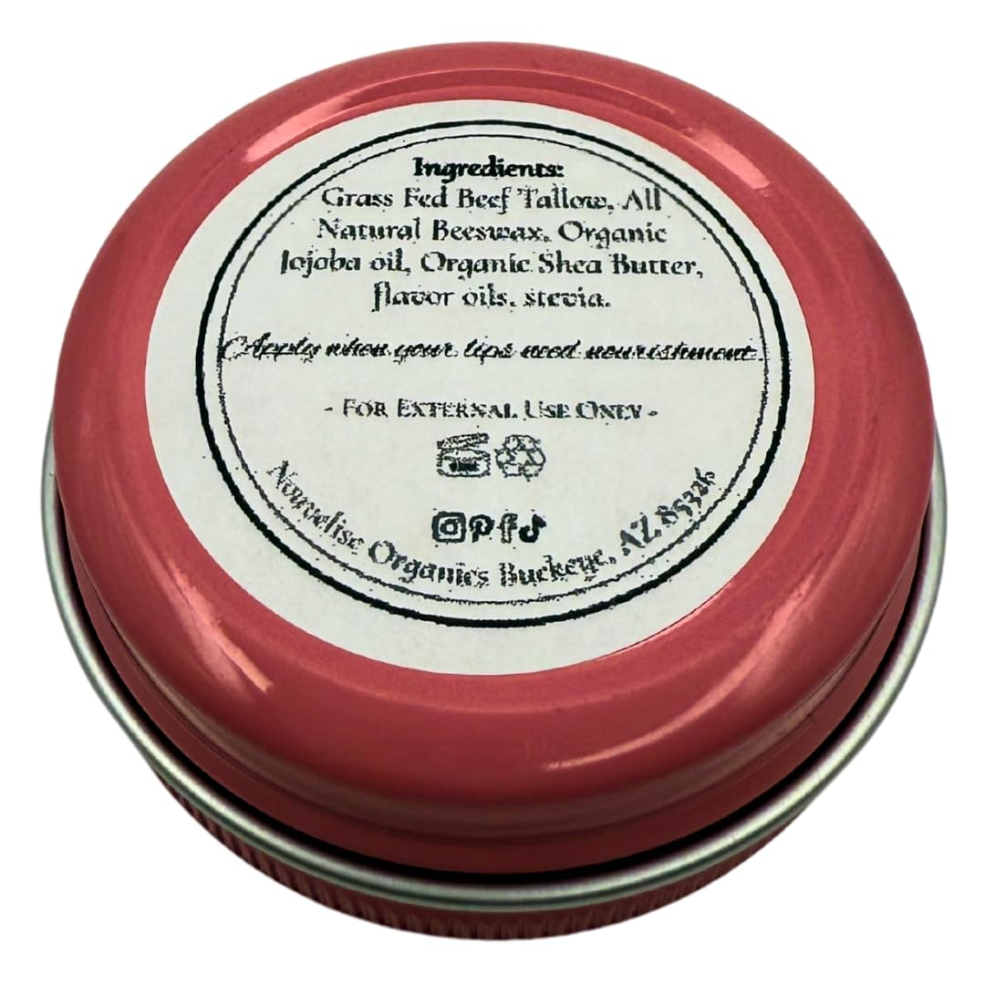 Tallow Lip Balm | 100% Organic Tallow, Organic Beeswax, Jojoba, and Shea Butter | Moisturizing Lip Care for Dry, Chapped Lips | Handcrafted in USA - Razzleberry