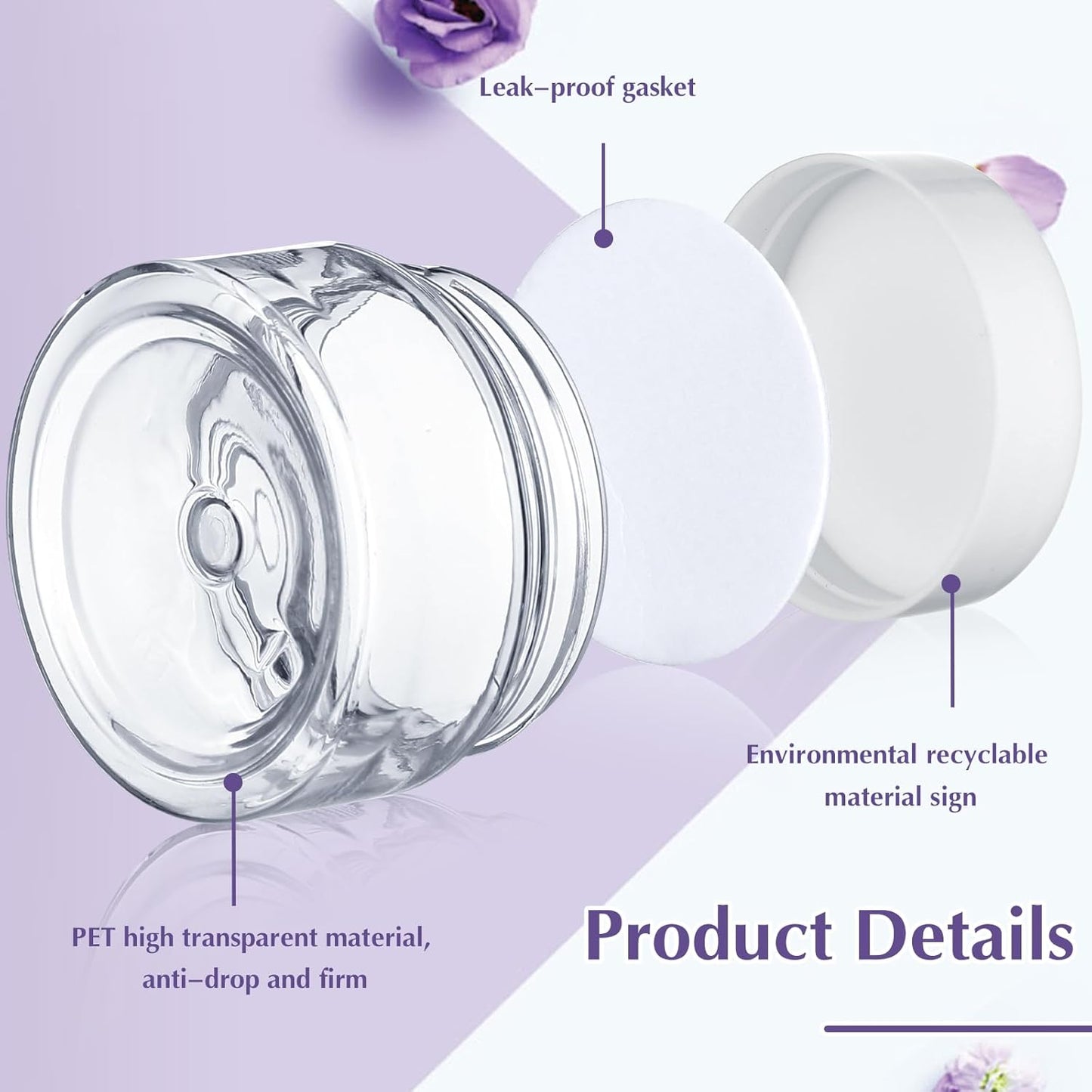 SATINIOR 100 Pcs Plastic Jars with Lids Small Containers Lids Wide Mouth Small Plastic Containers for Lotion Cream Rhinestones Body Butters Travel Storage(1 oz,White)