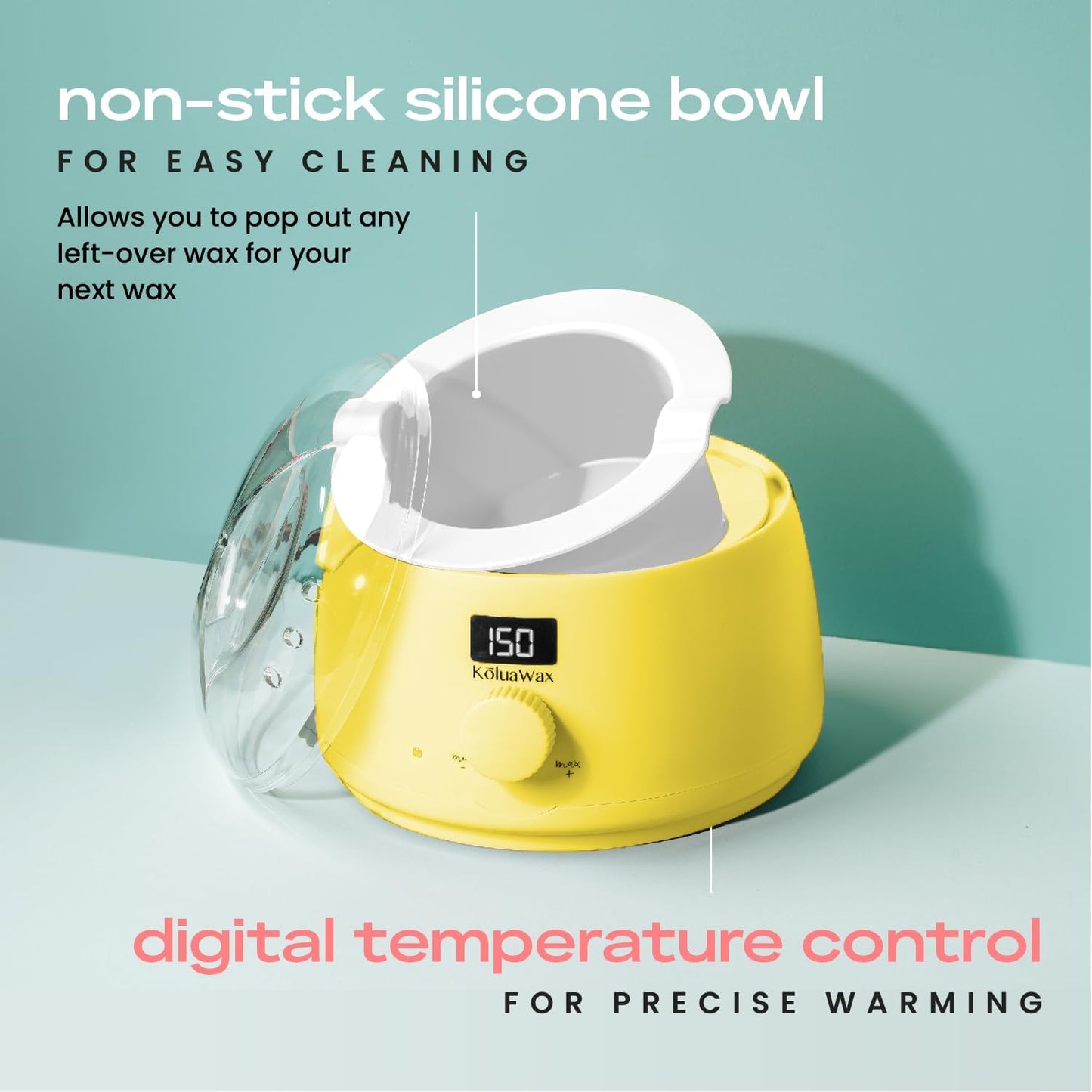 KoluaWax Premium Waxing Kit for Women - Hot Melt Hard Wax Warmer for Hair Removal, Eyebrow, Bikini, Legs, Face, Brazilian Wax - Machine, 4-Pack Beads, Accessories, Sun