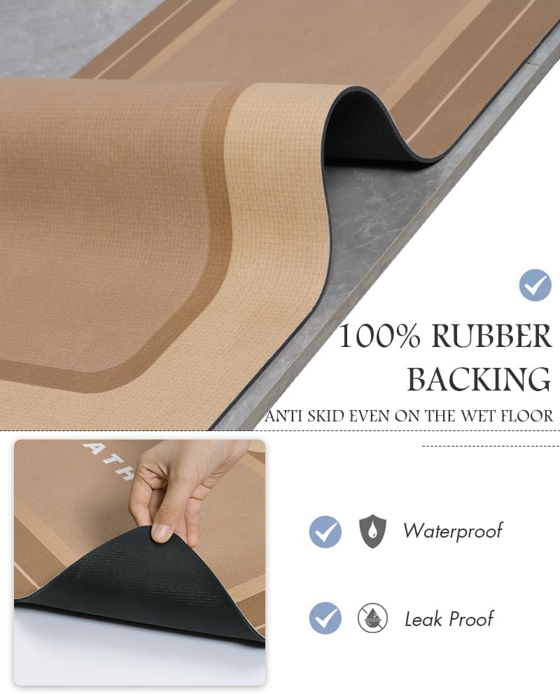 MontVoo Non Slip Bath Mat - Super Absorbent, Stain Resistant, Quick Dry - 17"x35" Brown