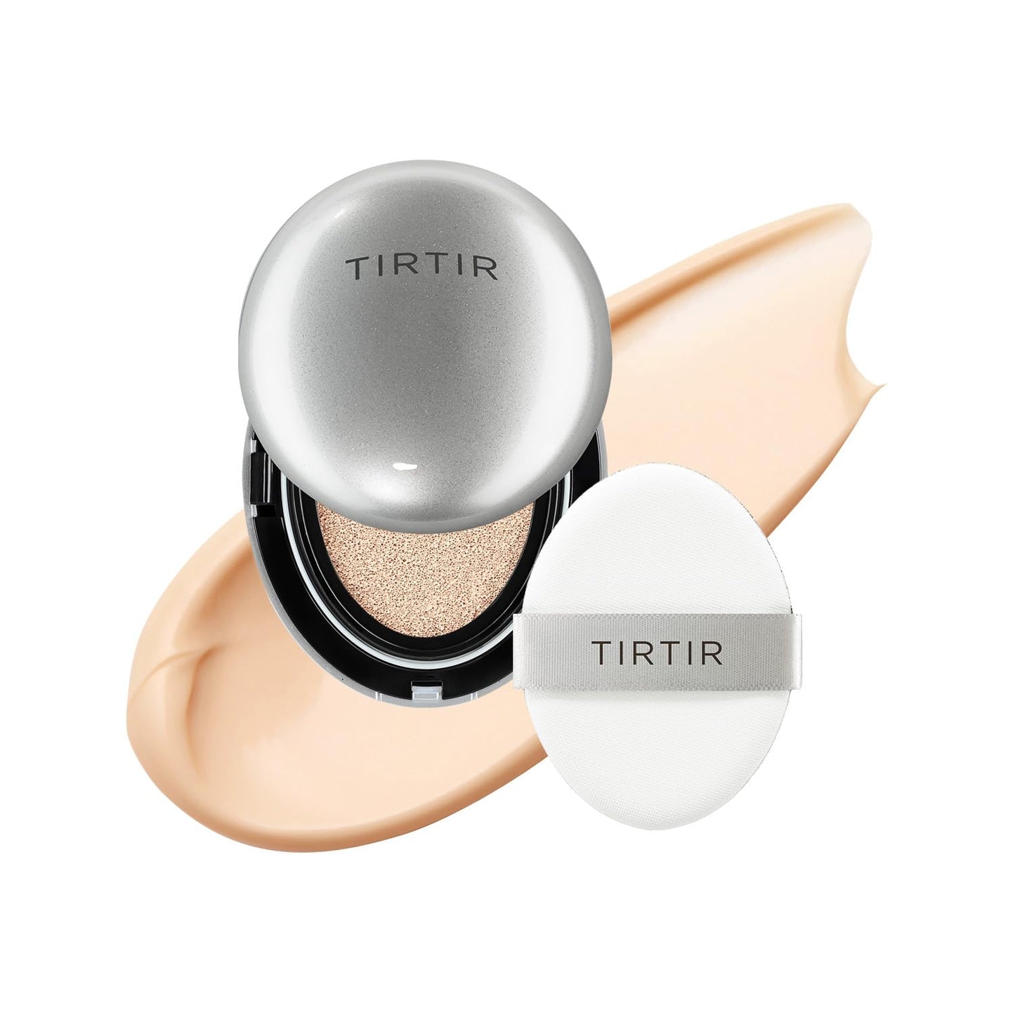 [*Mini Size*] TIRTIR Aura Glow Silver Cushion | Korean Cushion Foundation, (#15C Fair Porcelain, 0.15 Fl Oz)