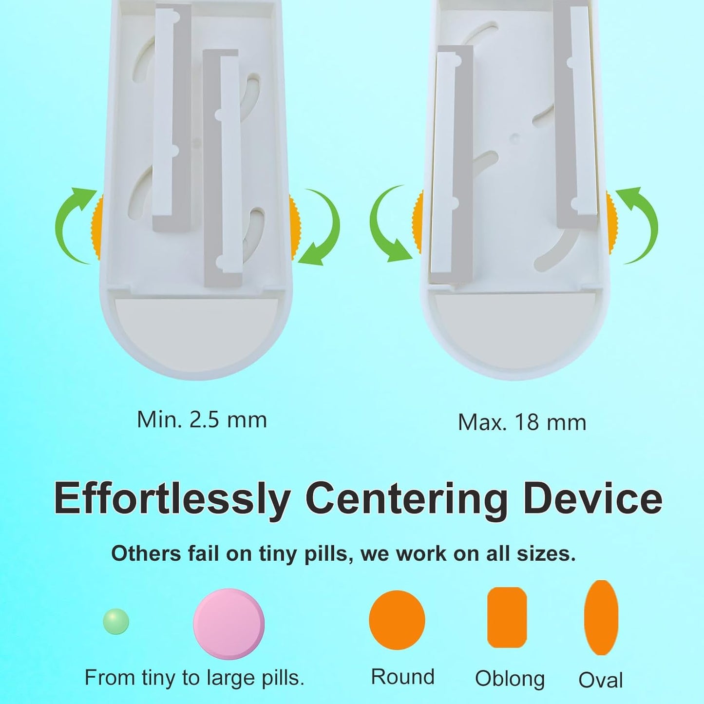 Pill Cutter for Cutting Multiple Pills, Adjustable 1/2 Pill Cutter Splitter for Large, Small and Tiny Pills, with Accurate Centering Device, Hidden but Easy Clean Blade