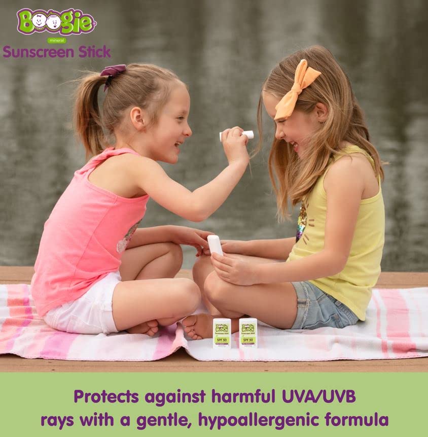 Baby Sunscreen Stick by Boogie Block, Mineral Sunscreen SPF 50, Travel Size Sunblock for Kids, Zinc Oxide, Water Resistant, Vegan, Fragrance Free Pack of 1