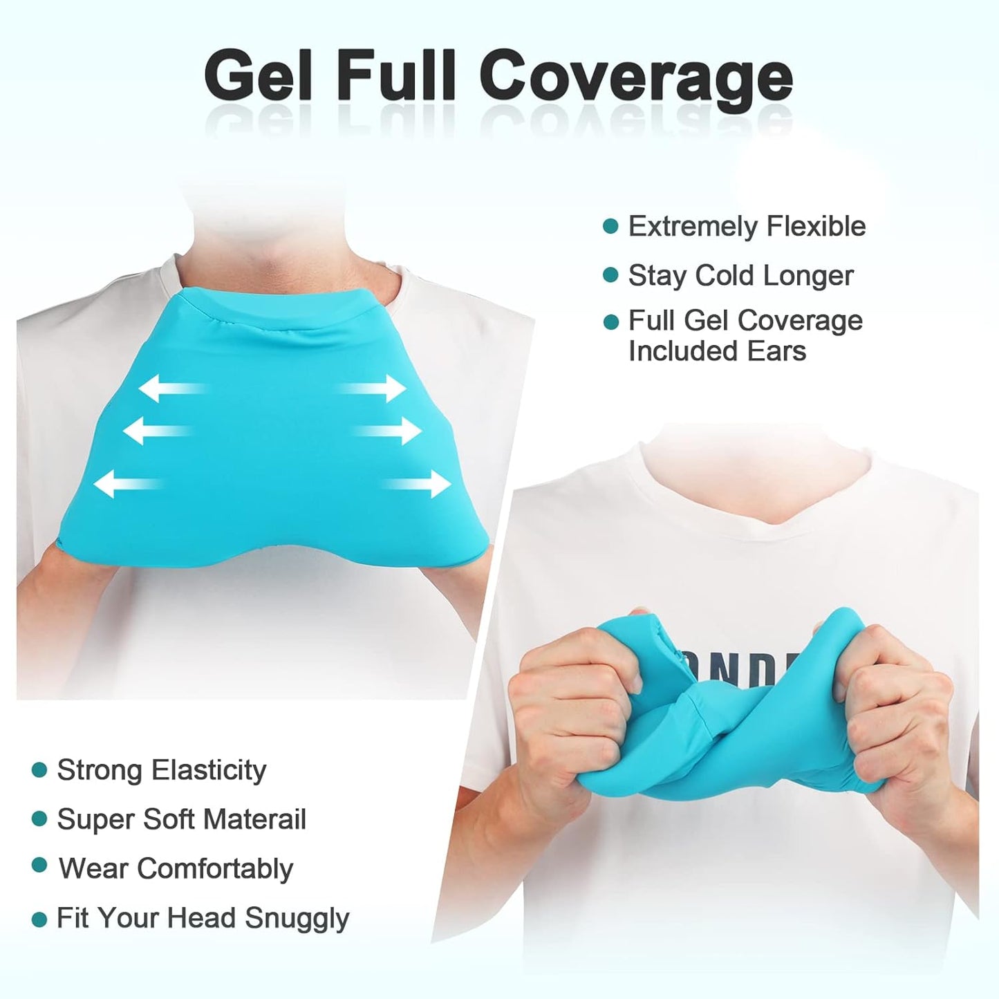 Migraine Relief Cap with Gel Top Coverage, Headache Relief Hat for Migraine Sinus Tension Stress Pain Relief, Migraine Ice Head Wrap Ice Gel Packs Hot Cold Therapy Headache Relief Cap