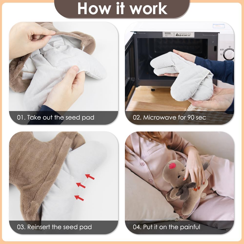 Microwave Heating Pad Unscented Deer Heating Pad Microwave, Microwave Bean Bag Animals Heating Pad for Neck and Shoulders, a Great Gift for Friends (Brown) - 1 Pack