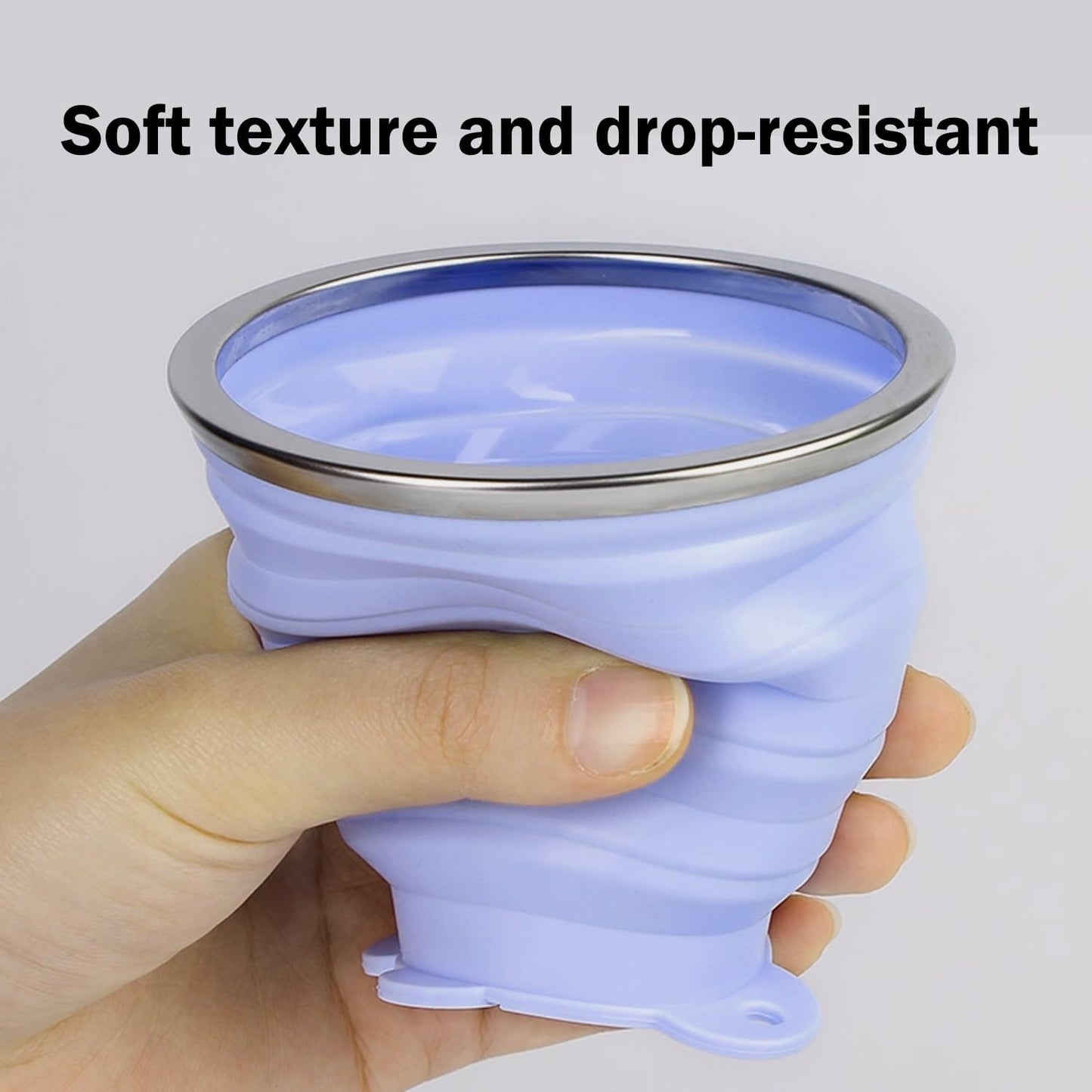 Silicone Collapsible Cup,Collapsible Cups for Camping,Folding Cup with Lids,Collapsible Coffee Cup,Reusable Drinking Mugs Cup (Blue)