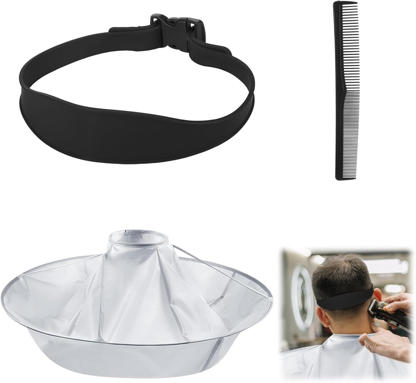 Fade Haircut Guide for Men, Self Haircut Kit for Men, Include Hair Cutting Guide & Cape Umbrella & Comb, Neckline Shaving Templat, DIY Hair Cutting Accessories Tools for Home (Black)