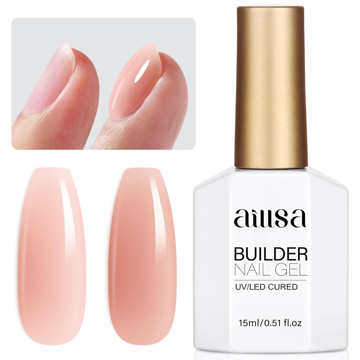 AILLSA Builder Gel Natural Nude 7 In 1 Hard Gel Polish for Nail Thickening Light Color Strengthener Gel Polish Sheer Nude Skin Tone Extension U V Gel for Nail Art Base Coat Needed 0.51 Oz GB93