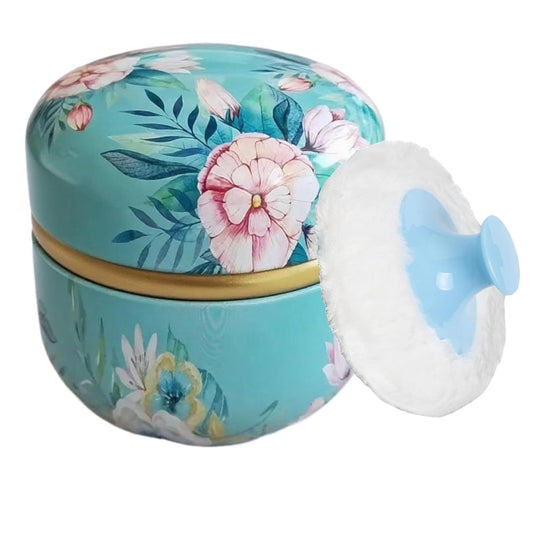 Body Powder Puff and Container, 3.35" Portable Dusting Powder Container with Soft Puff Loose Powder Case Box Jar with Lids for Baby Women Home and Travel Use