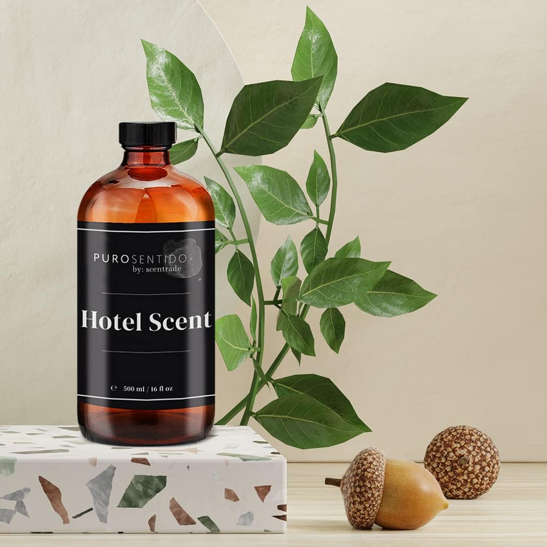 PuroSentido Hotel Signature Aroma Oil (500 ml) - Luxury Essential & Fragrance Oil for Diffusers and Humidifiers, Creamy Coconut, Warm Cashmere, Cool Spices & Sandalwood Home & Hotel Scent