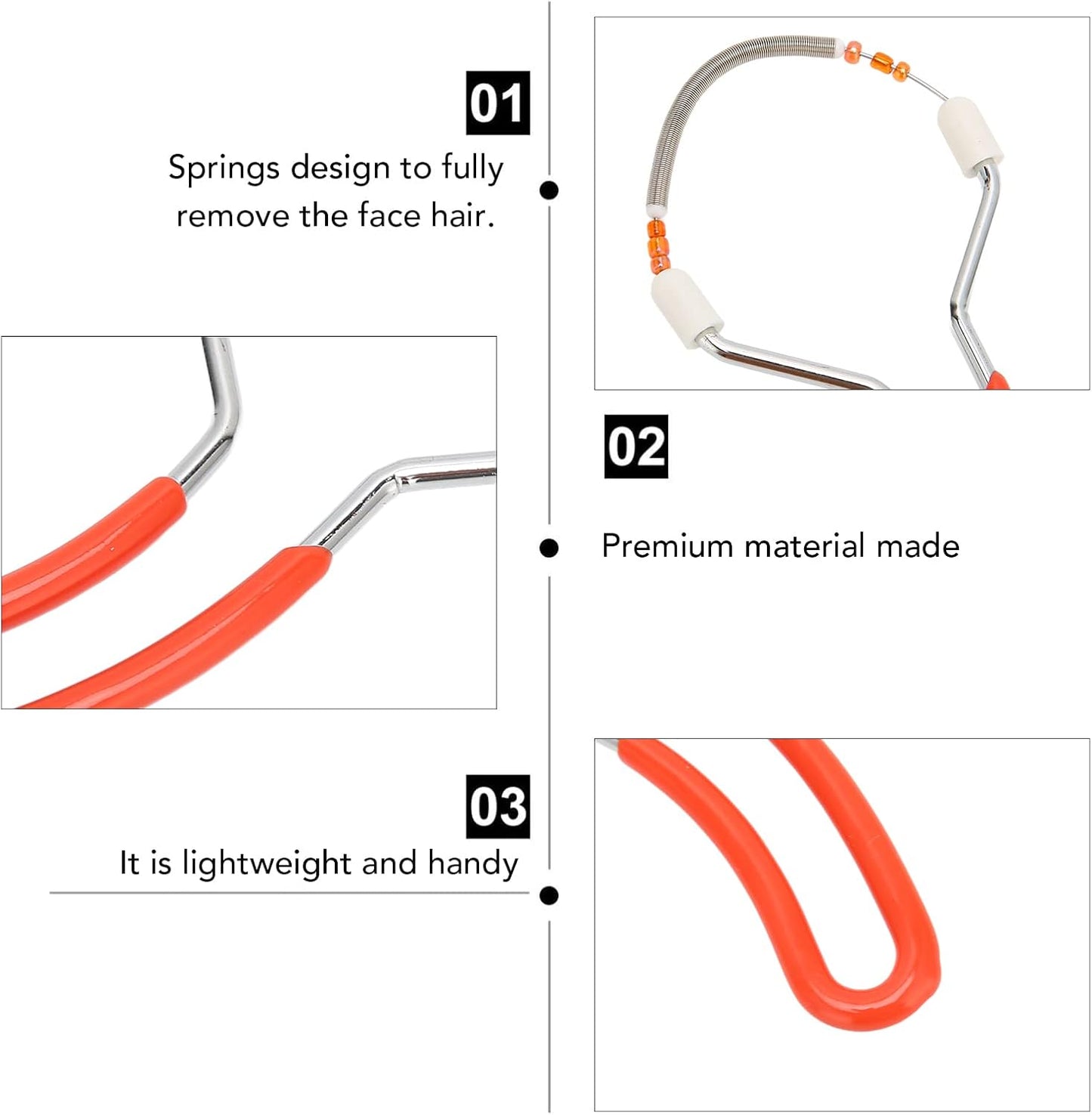 HURRISE 3pcs Hair Remover, Women Spring Threading Epilator, Portable Face Lips Hair Removal Plastic Spring Device for Face Lip Hair Removal