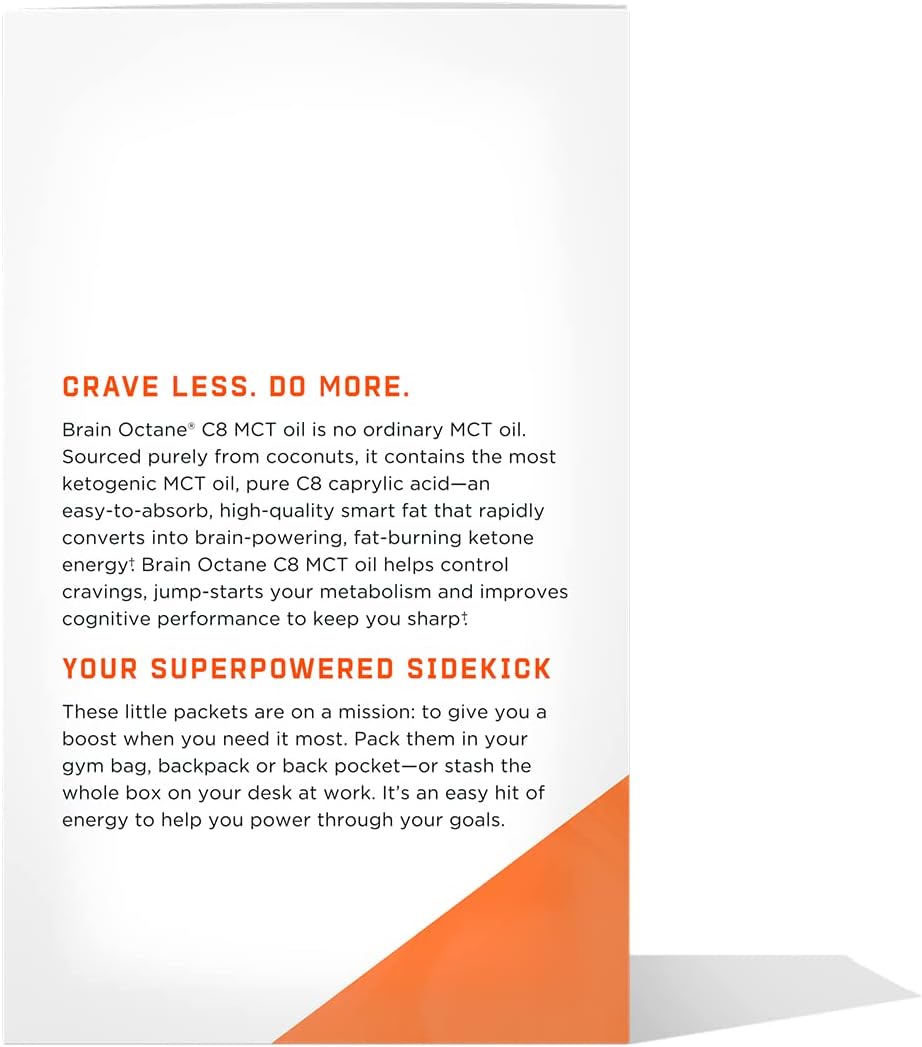 Bulletproof Brain Octane C8 MCT Oil Packets, Pack of 15, Keto Supplement for Sustained Energy