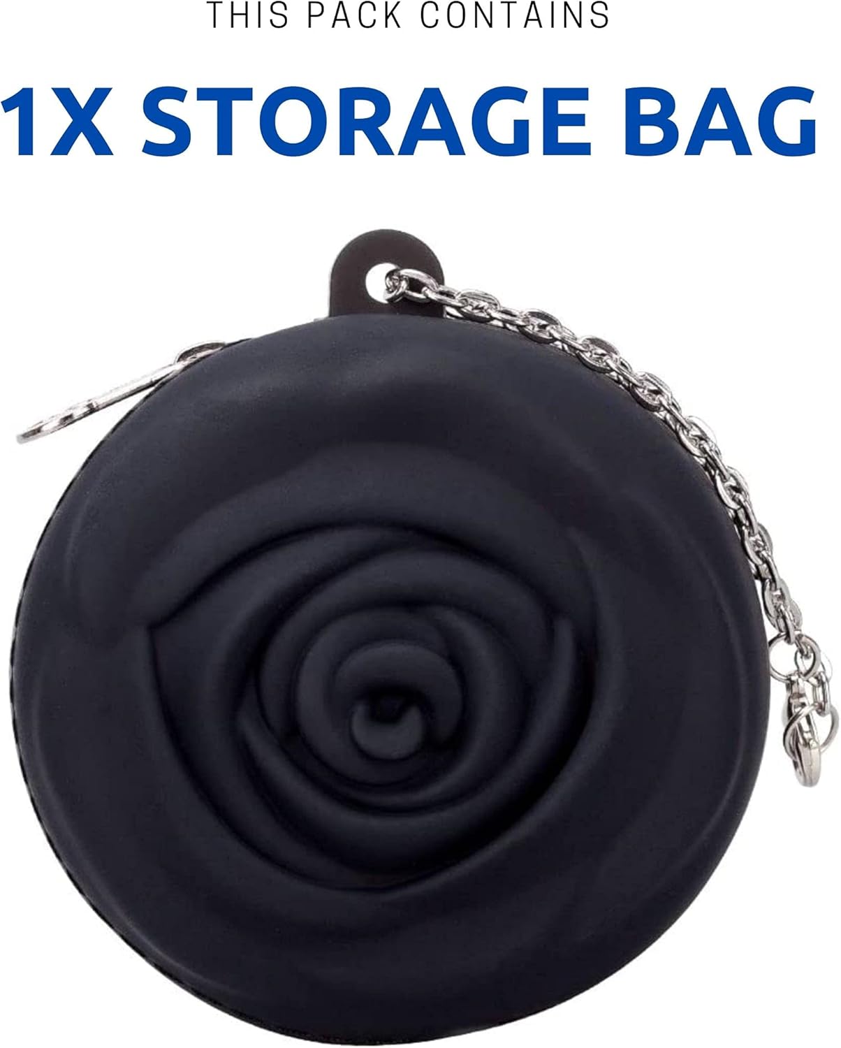 Menstrual Period Cup Case Storage Bag | Rose Design + Silicon Material | Easy to Carry, Clean, and Daily Use + Metal Chain + Reusable Zero Waste Period (Black)