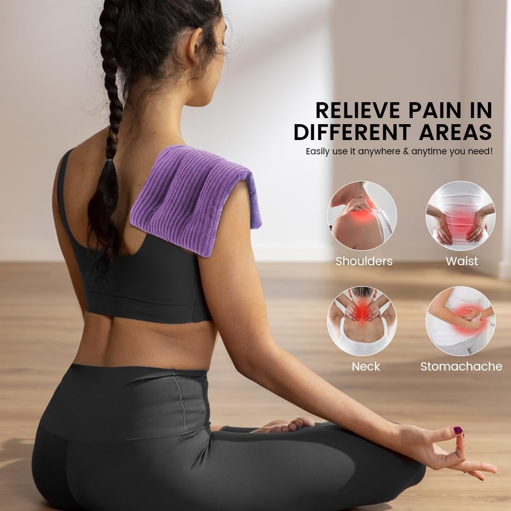 Microwave Heating Pad 6 x 12 Heating Pad Mini Microwave, Microwave Bean Bag Heating Pad for Neck and Shoulders, Moist Heat Pack Pillow Warm Compress for Knee, Joints, Wrist (Purple) - 2 Pack