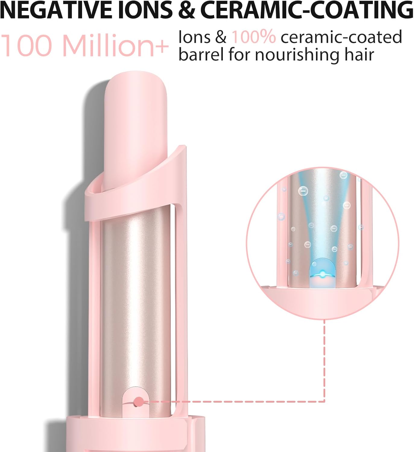 Zavarea Automatic Curling Iron, 1 Inch Hair Curler with 5 Temperatures, 3-Ways Rotation & 3-Styling Modes, Anti-Scald & Tangle-Free Self Rotating Curling Wand, Makes Hair Smoother & Shiner (Pink)