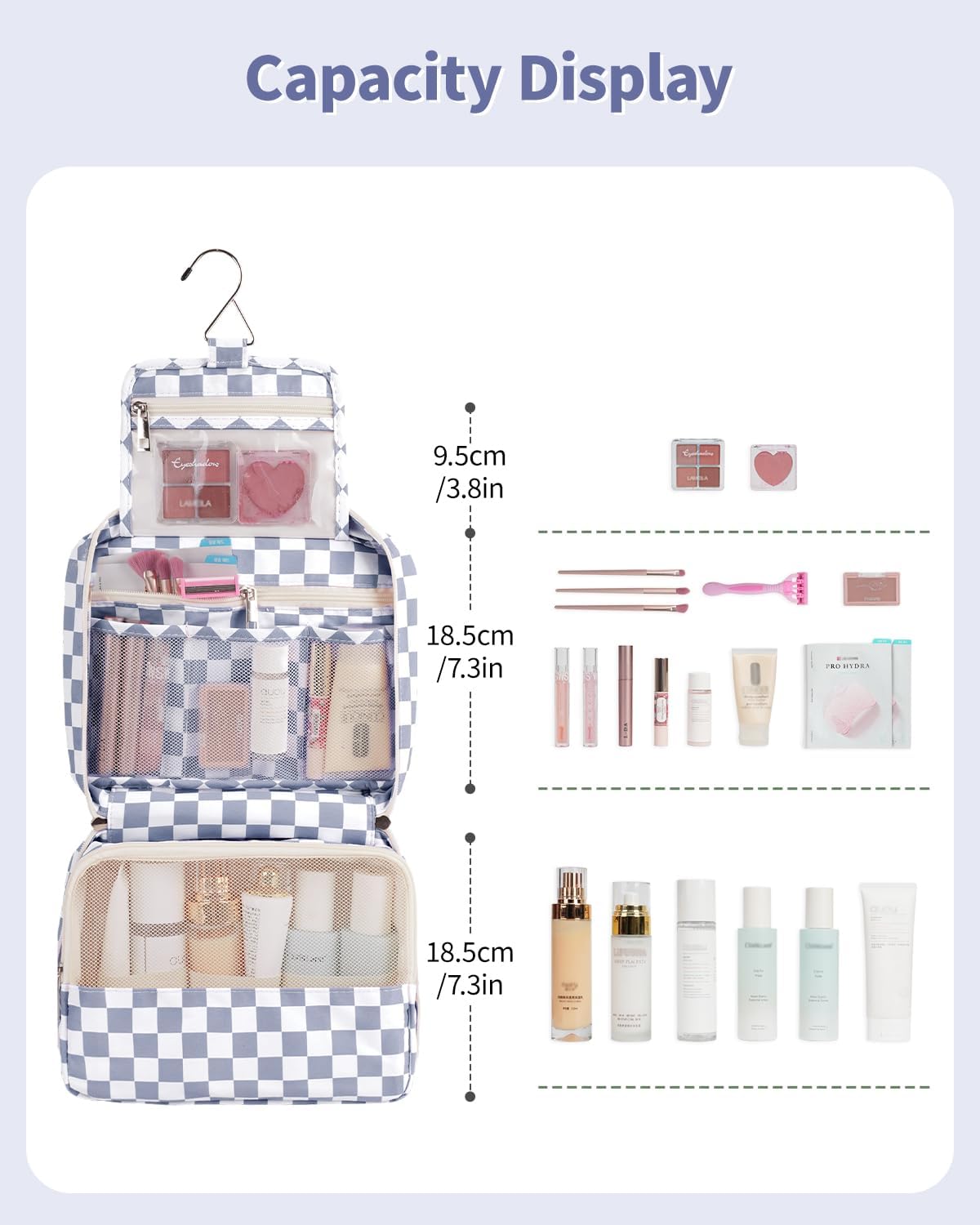 Narwey Small Hanging Travel Toiletry Bag for Women, Travel Bag for Toiletries, Makeup Bag Organizer Cosmetic Bags Make Up Bags for Girls