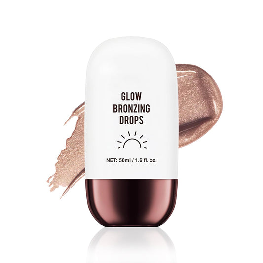 Instant Bronzing Drops, Face and Body Bronzer, Cream Liquid Bronzer Drops for Instant Tan, Bronze Drops, Blendable Lightweight Texture Bronzing Drops for Face - 01