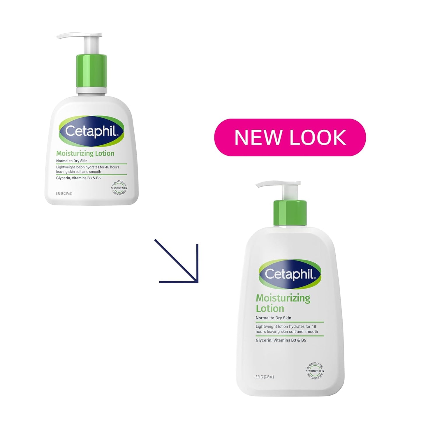 Cetaphil Face & Body Moisturizer, Hydrating Moisturizing Lotion for All Skin Types, Suitable for Sensitive Skin, NEW 8 oz Pack of 3, Fragrance Free, Hypoallergenic, Non-Comedogenic