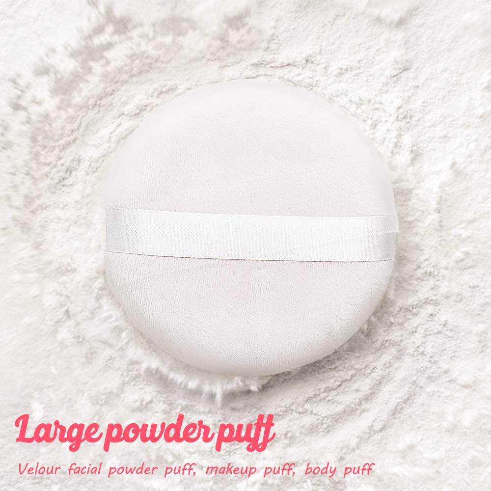 Topwon 4 Inch Powder Puff, Washable Large Body Powder Puff for Face Cleaning,Makeup & Powder Foundation Blending - Soft & Furry
