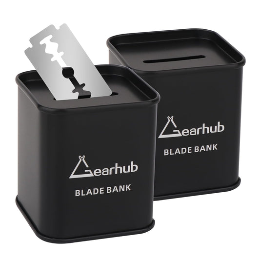 Gearhub 2 Pack Blade Bank Safely Store Used Safety Razor Blades Large Capacity Disposal for Barber Shops & Personal Use Sealed Design Holds 300+ Blades, Compact & Durable