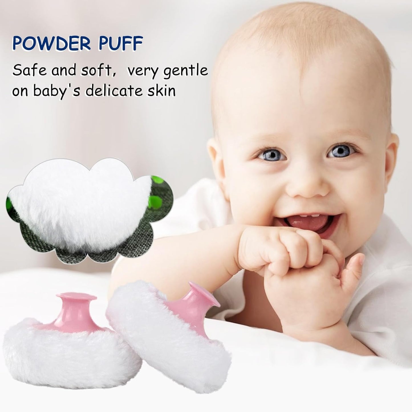 Body Powder Puff and Container for Dusting Powder, Women Powder Puff and Powder Case for Bath and Travel (Yellow Flower)