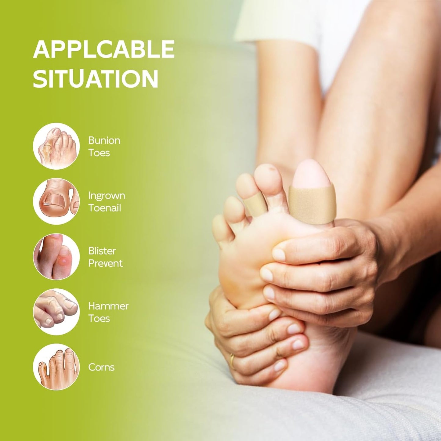 Bukihome Cuttable Toe Tubes Sleeves - Foam Toe Protectors for Corns, Calluses, Blisters - Fabric & Breathable Gel Lining Toe Sleeve Protectors Relief Pressure Pain - 3 Count, White