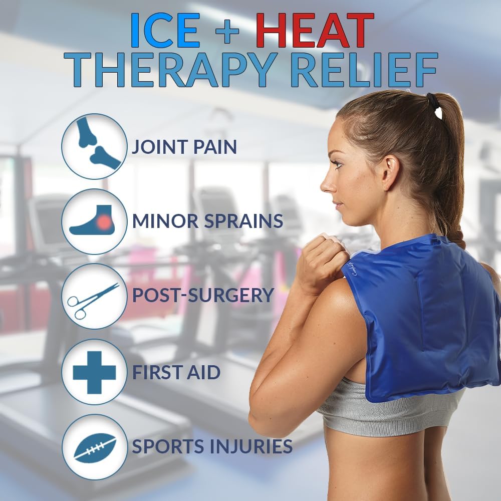 ComfiLife Ice Packs for Injuries – Reusable Hot and Cold Pack with Wrap – Soft Gel Ice Packs for Back, Shoulder, Hip, Knee, Elbow, Joint Pain Relief – Heat & Cold Therapy (Large (Pack of 1))