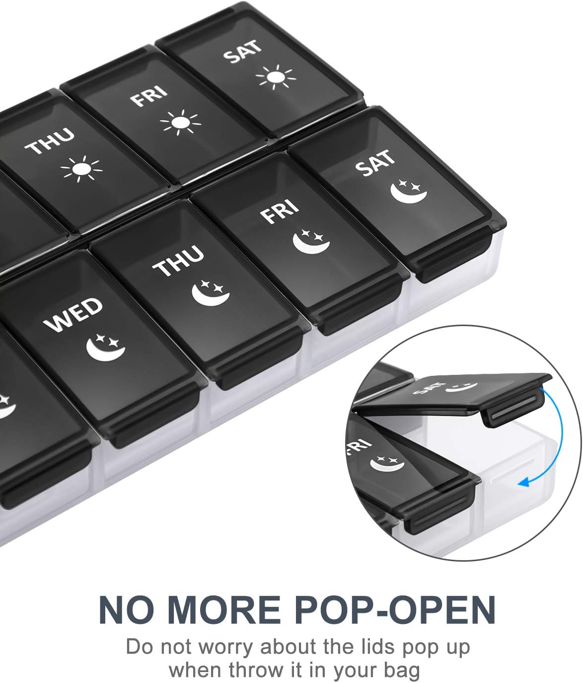 XL Weekly Pill Organizer 2 Times a Day, Fullicon Extra Large Daily Pill Cases Oversized AM PM Pill Box Twice a Day for Vitamin/Fish Oil/Pills/Supplements