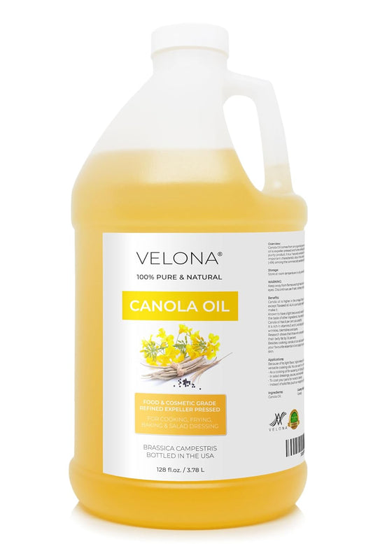 velona Canola Seed Oil 1 Gallon / 128 Fl Oz | 100% Pure and Natural Carrier Oil | Refined, Cold pressed | Cooking, Dressing, Skin, Face, Body, Hair Care | Use Today - Enjoy Results