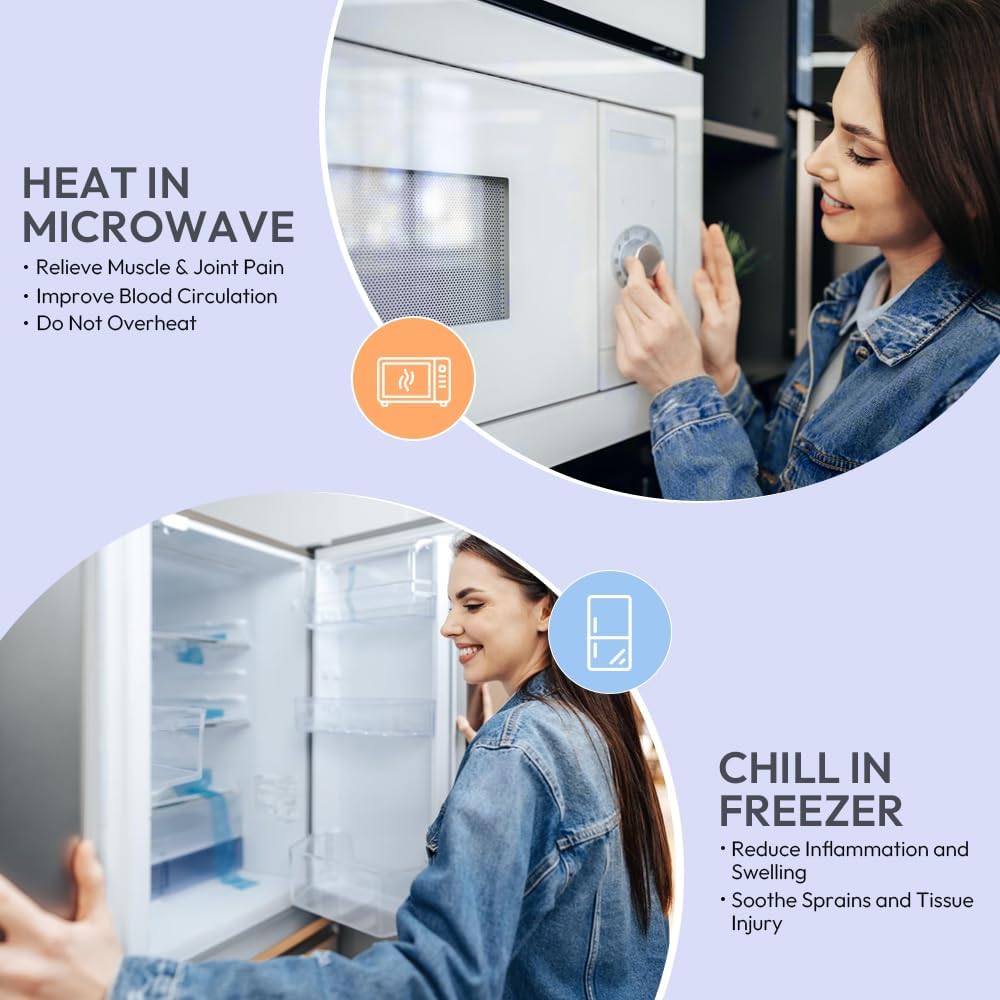 Microwavable Heat Pad for Neck and Shoulders, Weighted Microwave Moist Heating Wrap for Pain Relief Sore Muscle Stress Tension, Heated Wrap with Aromatherapy, Hot & Cold Compress, Grey