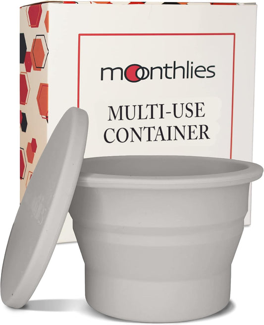 Menstrual Cup Sterilizer, Period Disc Cleaner, Period Cup or Menstrual Disk Travel Wash Case, Multi-Use Shaker for Cleaning or Storage Container, Reusable Menstral Sanitizer (Grey)