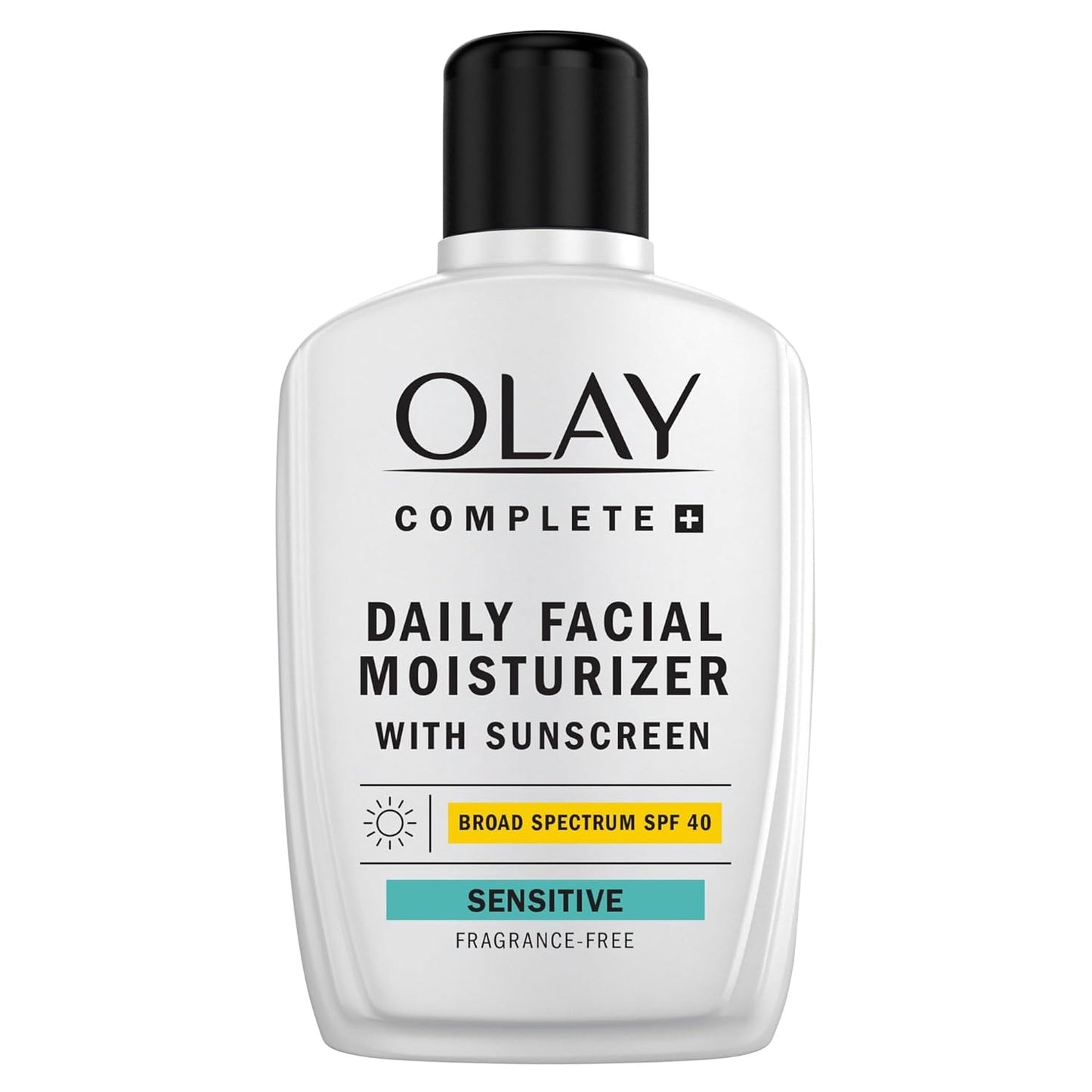 Olay Complete+ Face Moisturizer with Sunscreen SPF 40, For Sensitive Skin, Broad Spectrum Sun Protection, Fragrence-Free - No White Cast on All Tones, Nourishes Moisture Barrier - Ceramides, 6 Oz