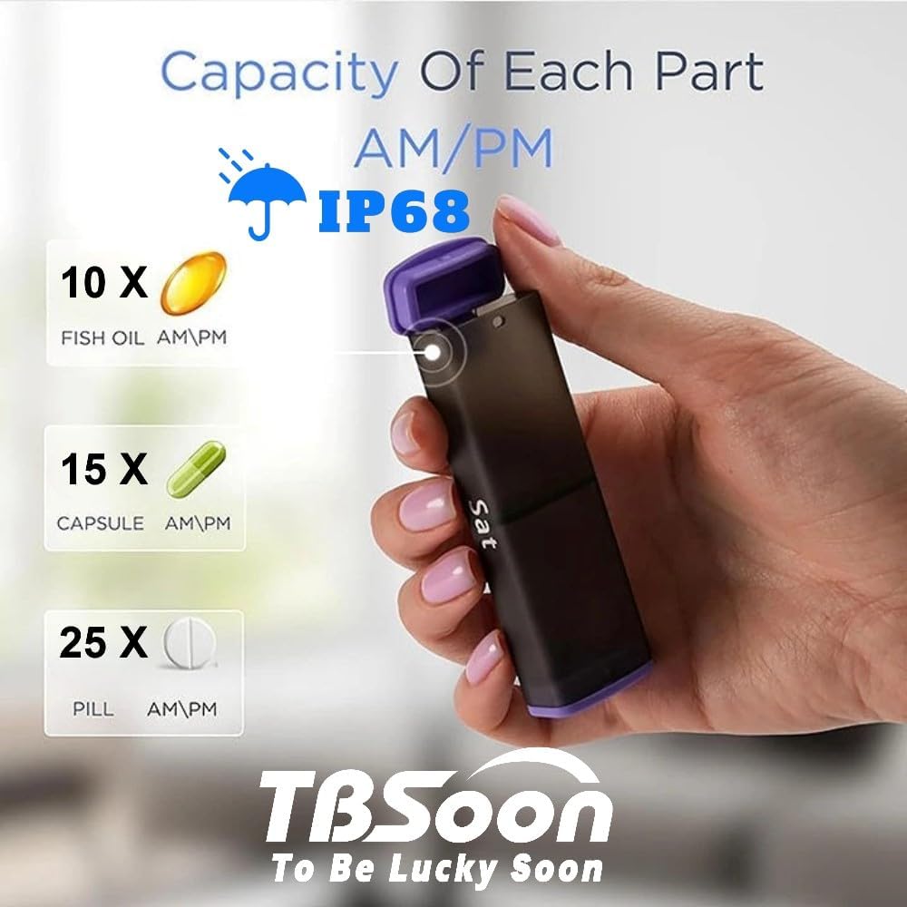 7 Day Medicine Pill Organizer, 14 Large Compartments (Each Day Can Take Apart Use Alone),Moisture-Proof,Dust-Proof, Travel Weekly/Daily Pill Box/Organizer/Case/Container/Dispenser, AM/PM 2 Times a Day