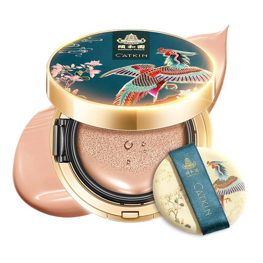 Catkin Phoenix Cushion Foundation Buildable Coverage Anti-Aging Serum Makeup, Sheer Satin Finish, Refill Included, Light Beige 0.46 Oz x 2, C03 VANILLA