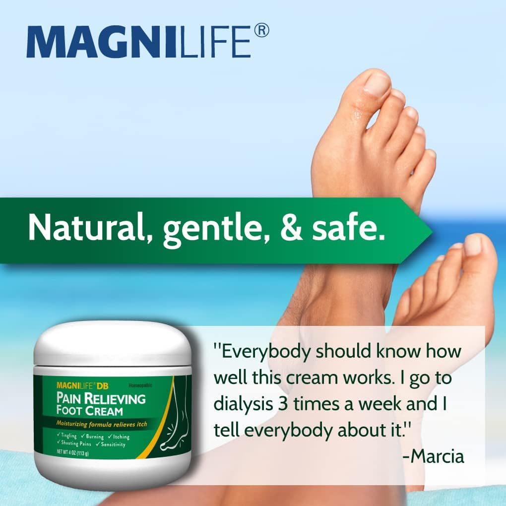 MagniLife DB Foot Cream, Calming Relief for Burning, Tingling, Shooting & Stabbing Foot Sensations - Soothes Dry, Cracked, Itchy, Sensitive Skin (4 oz Jar)