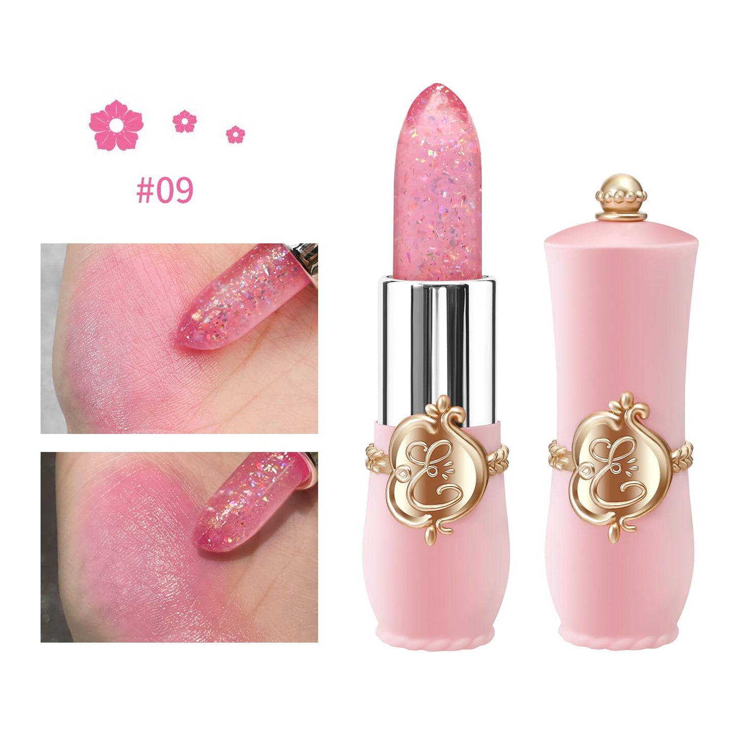 3 Pcs/Set Flower Jelly Lipstick Set Temperature Change Moisturizer Long Lasting Nutritious Glossy Shine Lip Balm Magic Gold Crystal PH Color Change Lip Gloss for Women