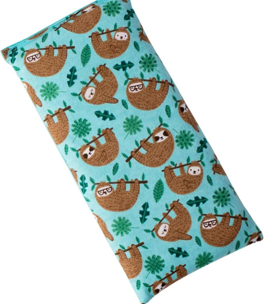 Microwave Heating Pad Filled With Flax Seed and Choice of Dried Herbs, Herbal Cold Pack, Good Size for Back Pain and Cramps, Hot and Cold Therapy, 6" x 12" (Sloth, Peppermint & Chamomile)