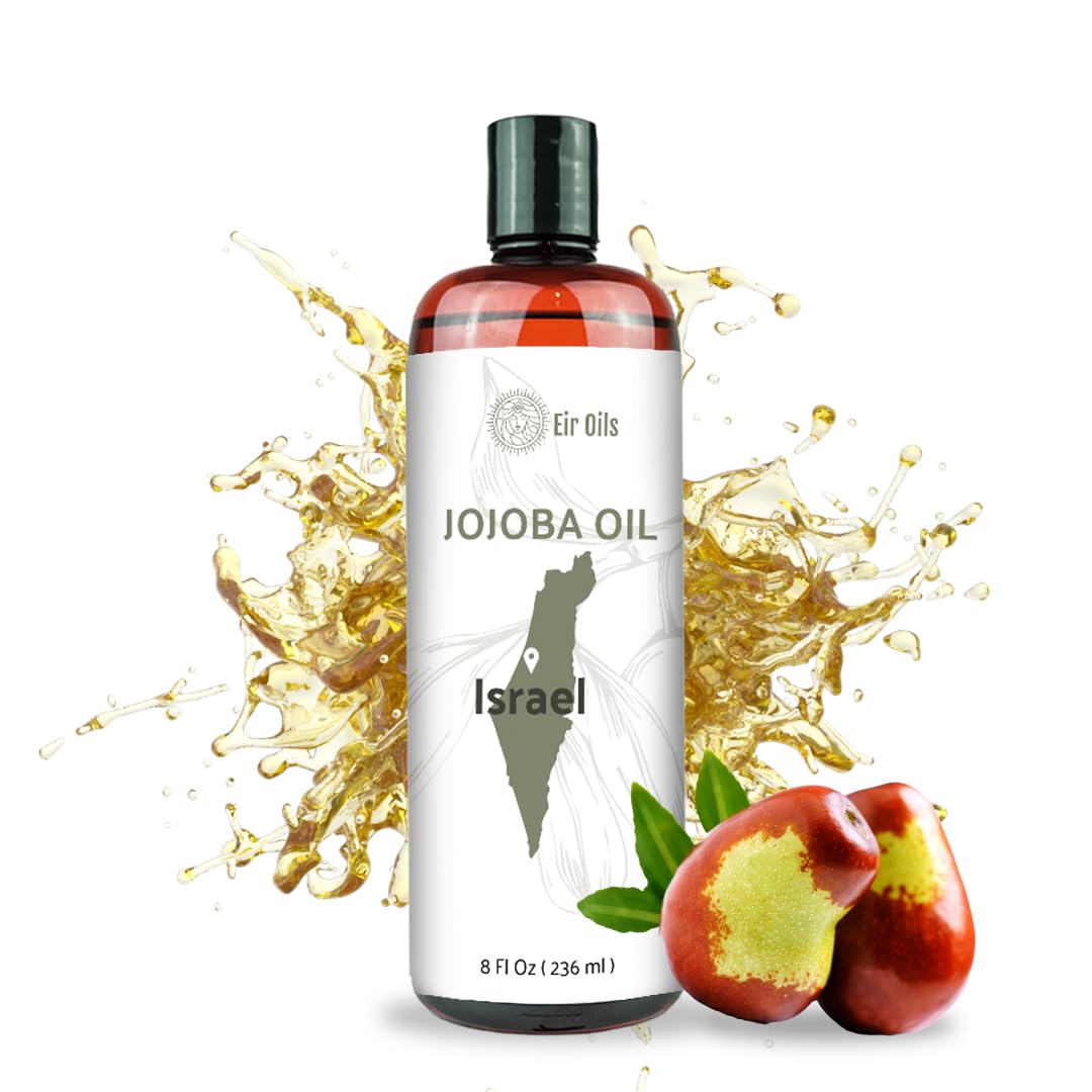 Jojoba Oil - Direct from EIR Oils' Farm in Israel - 100% Pure Carrier Oil for Hair, Face, and Skin - Hand-Picked, Cold-Pressed Carrier Oil (8oz)