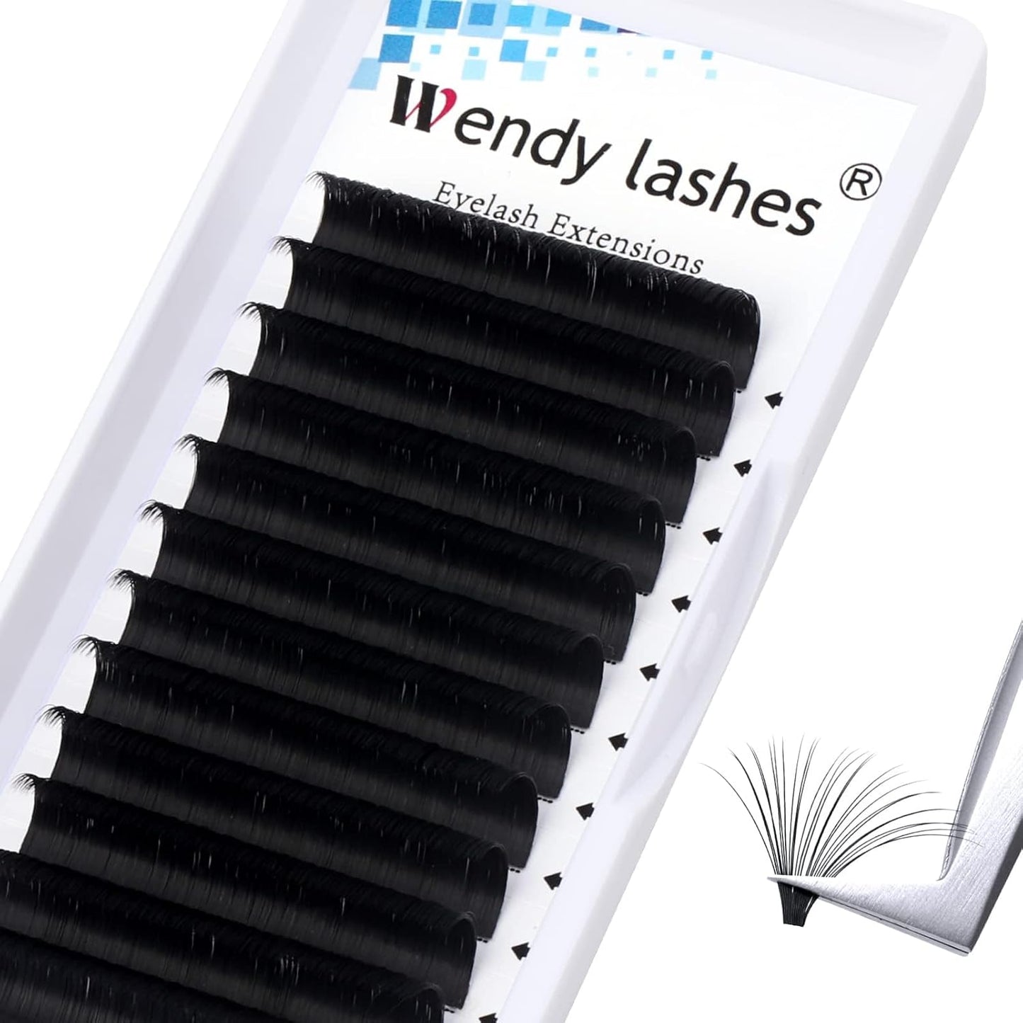 Easy Fan Volume for Lash Artists: Wendy, Handmade Fans for Eyelash Extensions, Self Fanning, Blooming, Black, D Curl, 0.05mm, 11mm, KH126