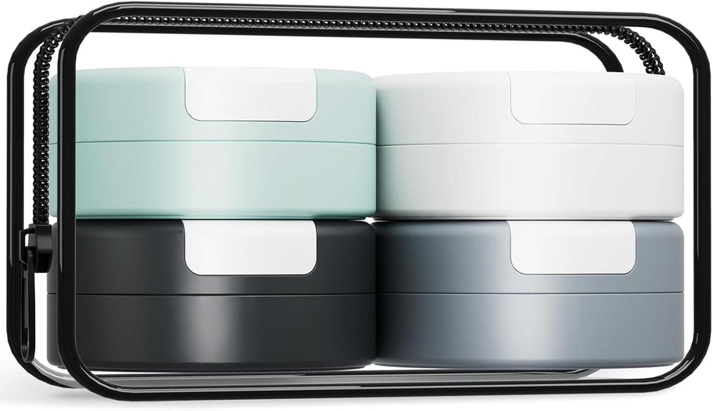 Travel Containers for Toiletries, Magnetic Travel Containers (30ml), TSA Approved Cream Jars with Toiletry Bag, Leak-proof Small Jars with Multiple Labels for Better Organization